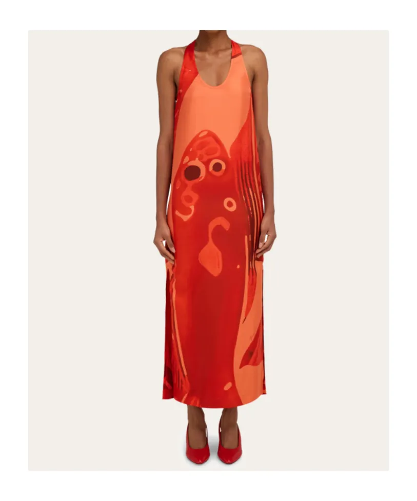 Fish Print Silk Dress
