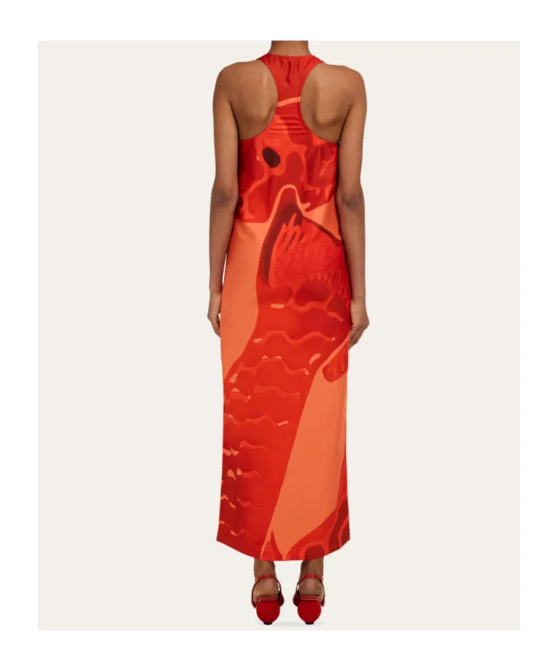 Fish Print Silk Dress