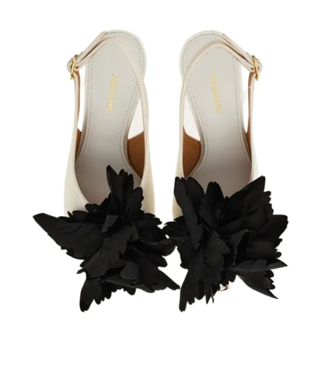 Flower Embellished Slingback