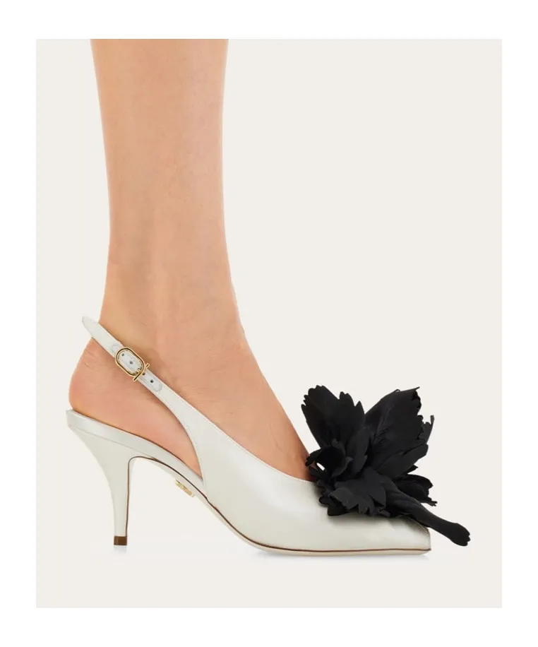 Flower Embellished Slingback