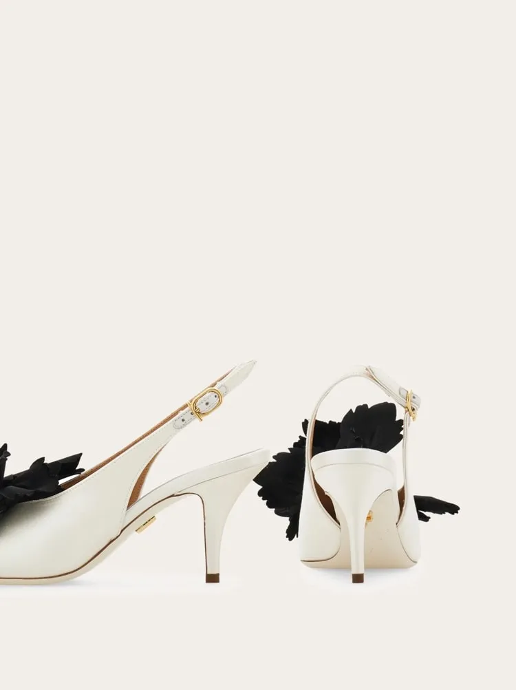 Flower Embellished Slingback