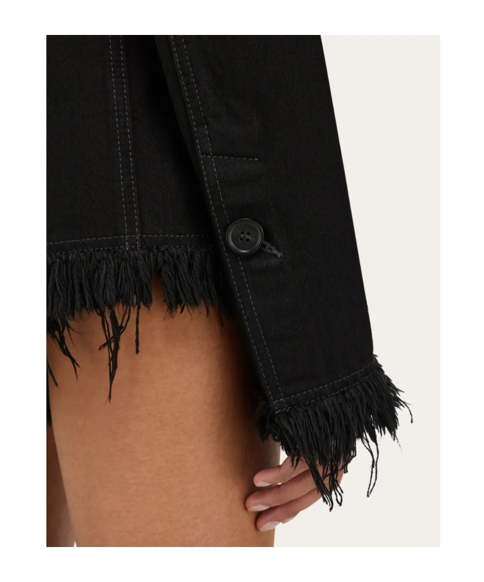 Cotton Blazer With Fringe Detail