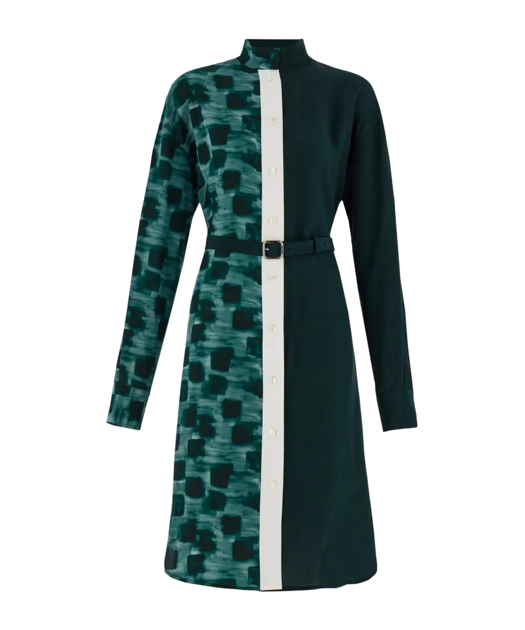 Shirt Dress With Contrasting Prints