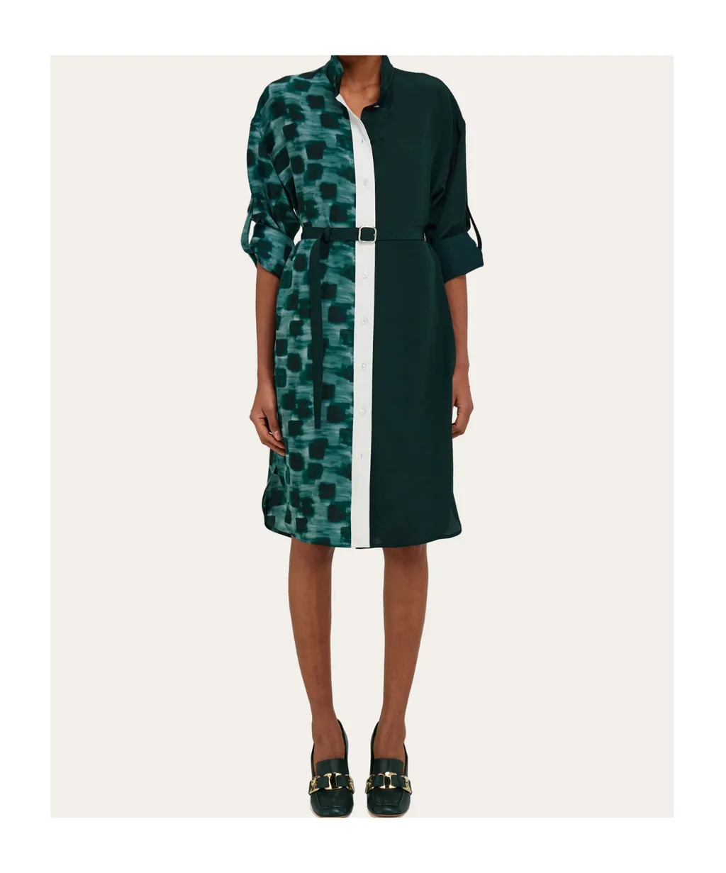 Shirt Dress With Contrasting Prints