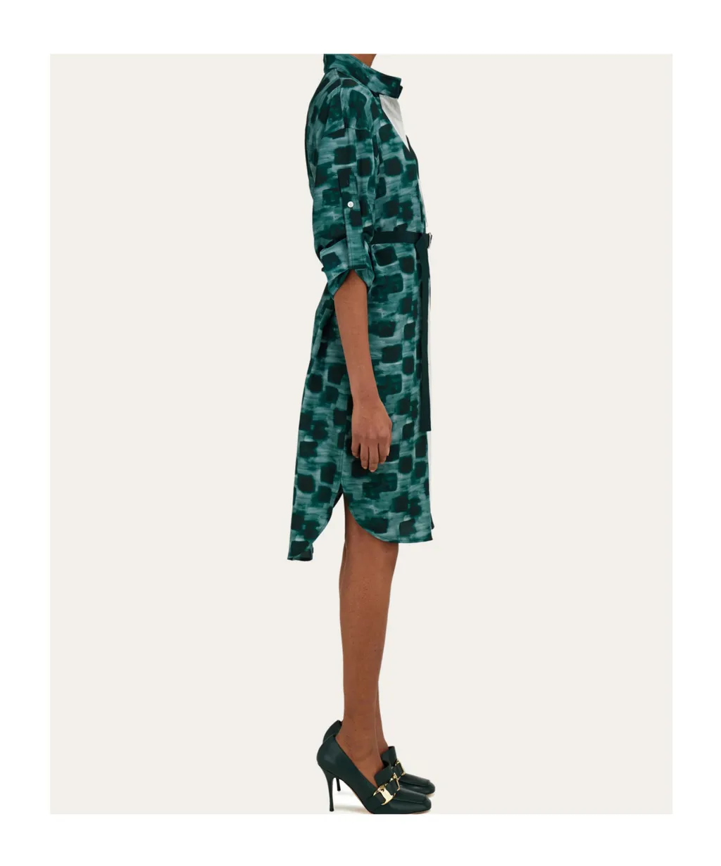 Shirt Dress With Contrasting Prints