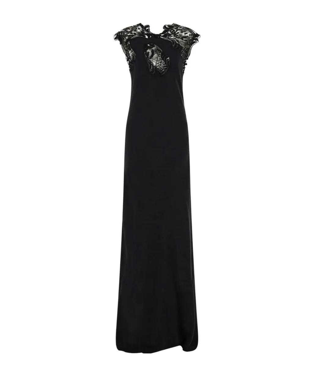 Silk Dress With Lace Detail