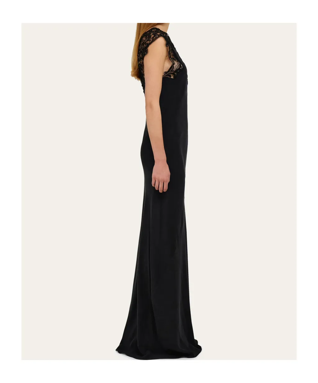 Silk Dress With Lace Detail
