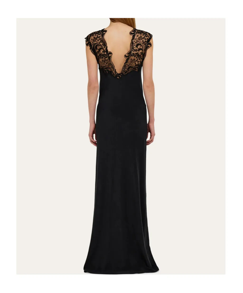 Silk Dress With Lace Detail