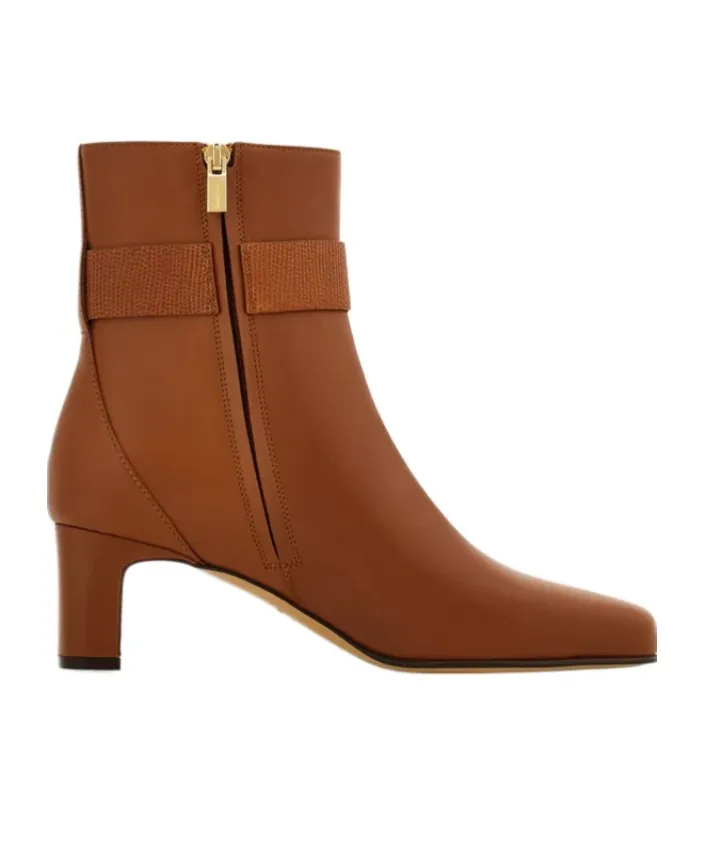 Gancini Ornament Mid Heel Ankle Boot
