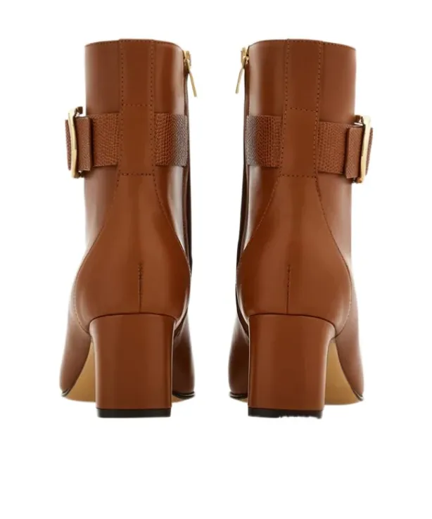 Gancini Ornament Mid Heel Ankle Boot