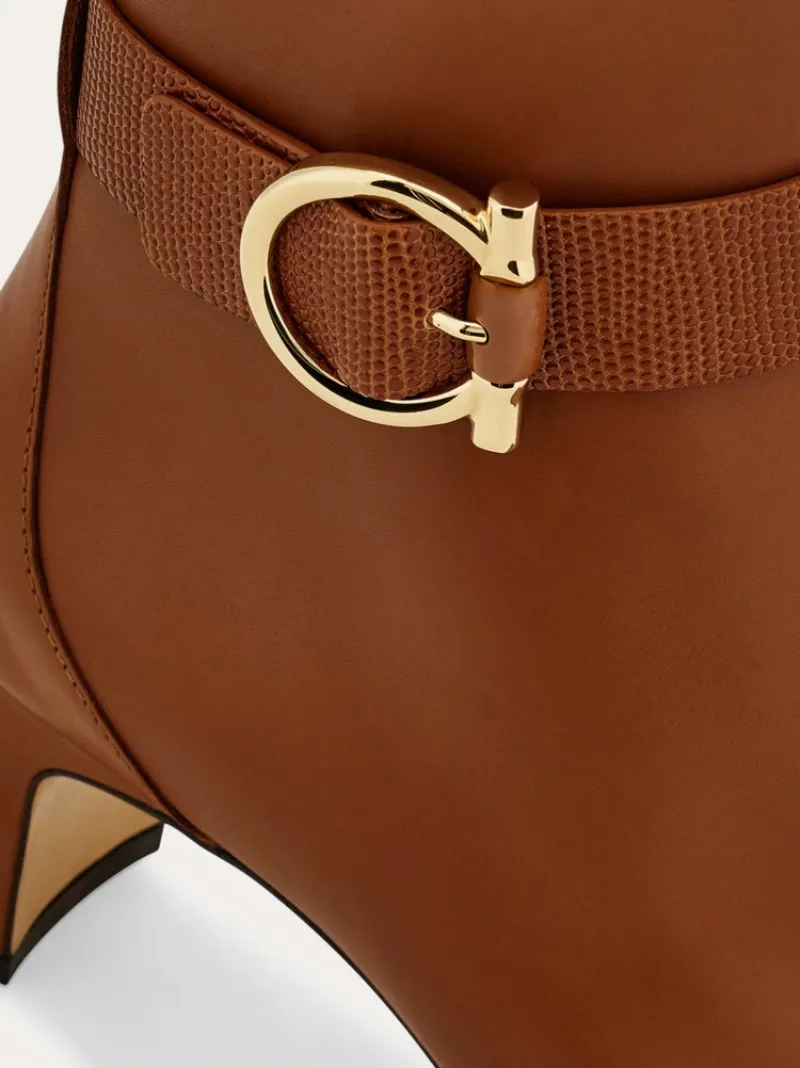 Gancini Ornament Mid Heel Ankle Boot