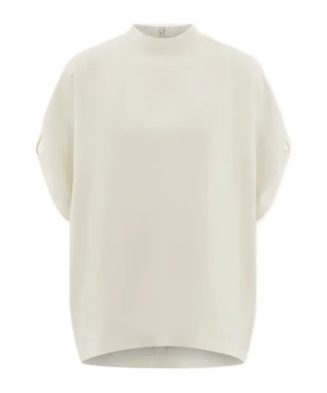Crew Neck T-Shirt With Turned Up Sleeve
