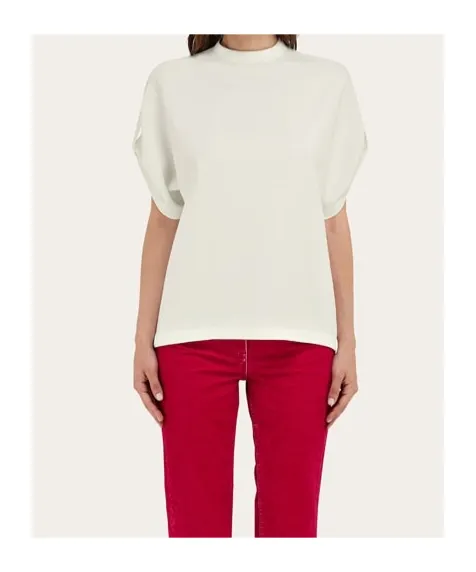 Crew Neck T-Shirt With Turned Up Sleeve