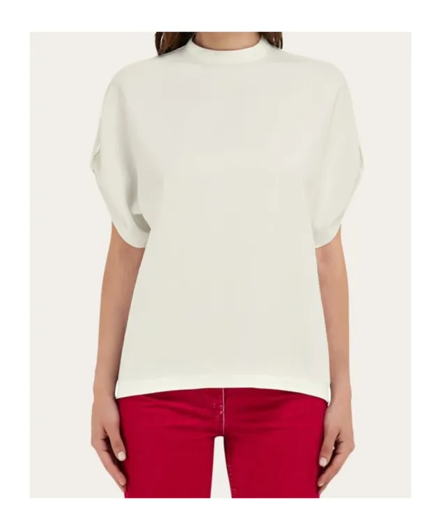 Crew Neck T-Shirt With Turned Up Sleeve