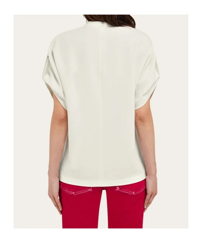 Crew Neck T-Shirt With Turned Up Sleeve