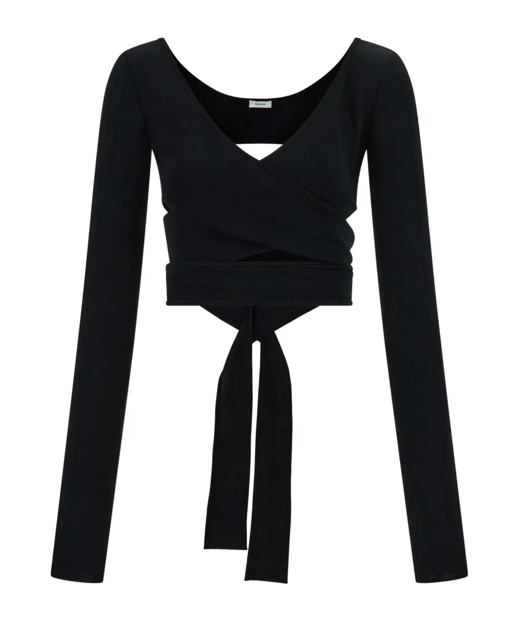 Wrap Front Long Sleeve Top