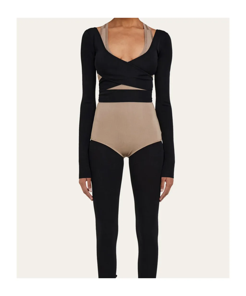 Wrap Front Long Sleeve Top