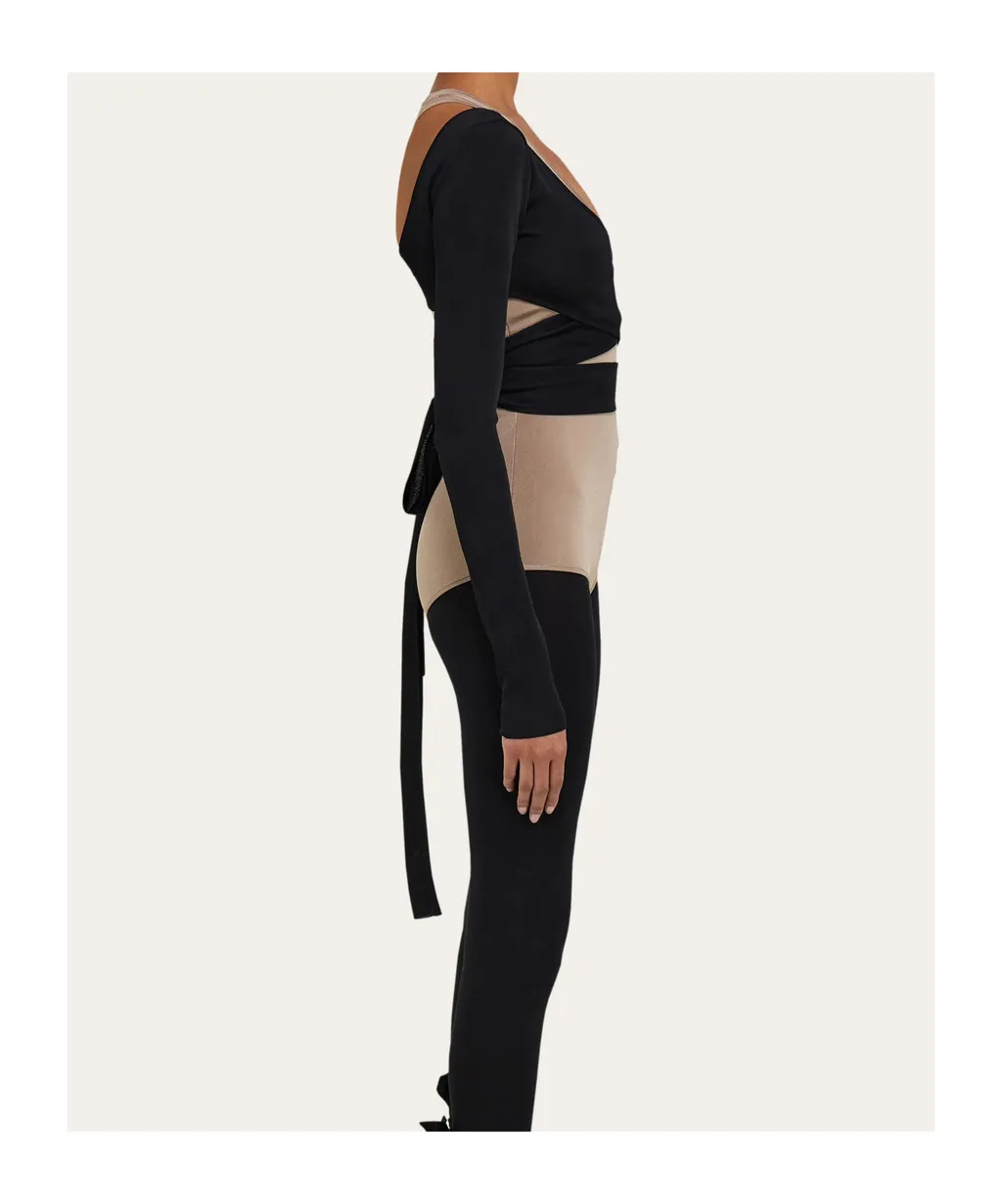 Wrap Front Long Sleeve Top