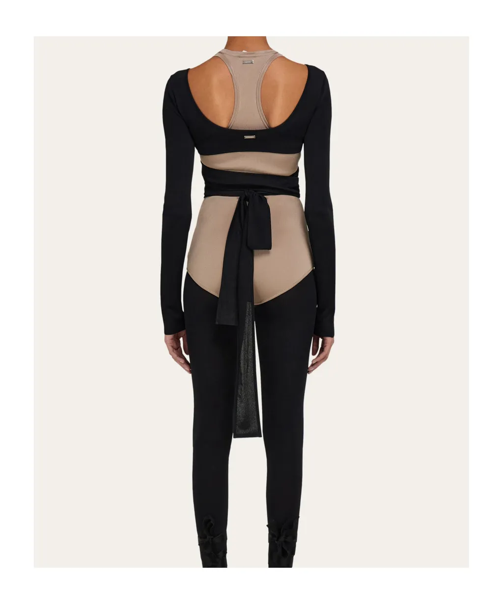Wrap Front Long Sleeve Top
