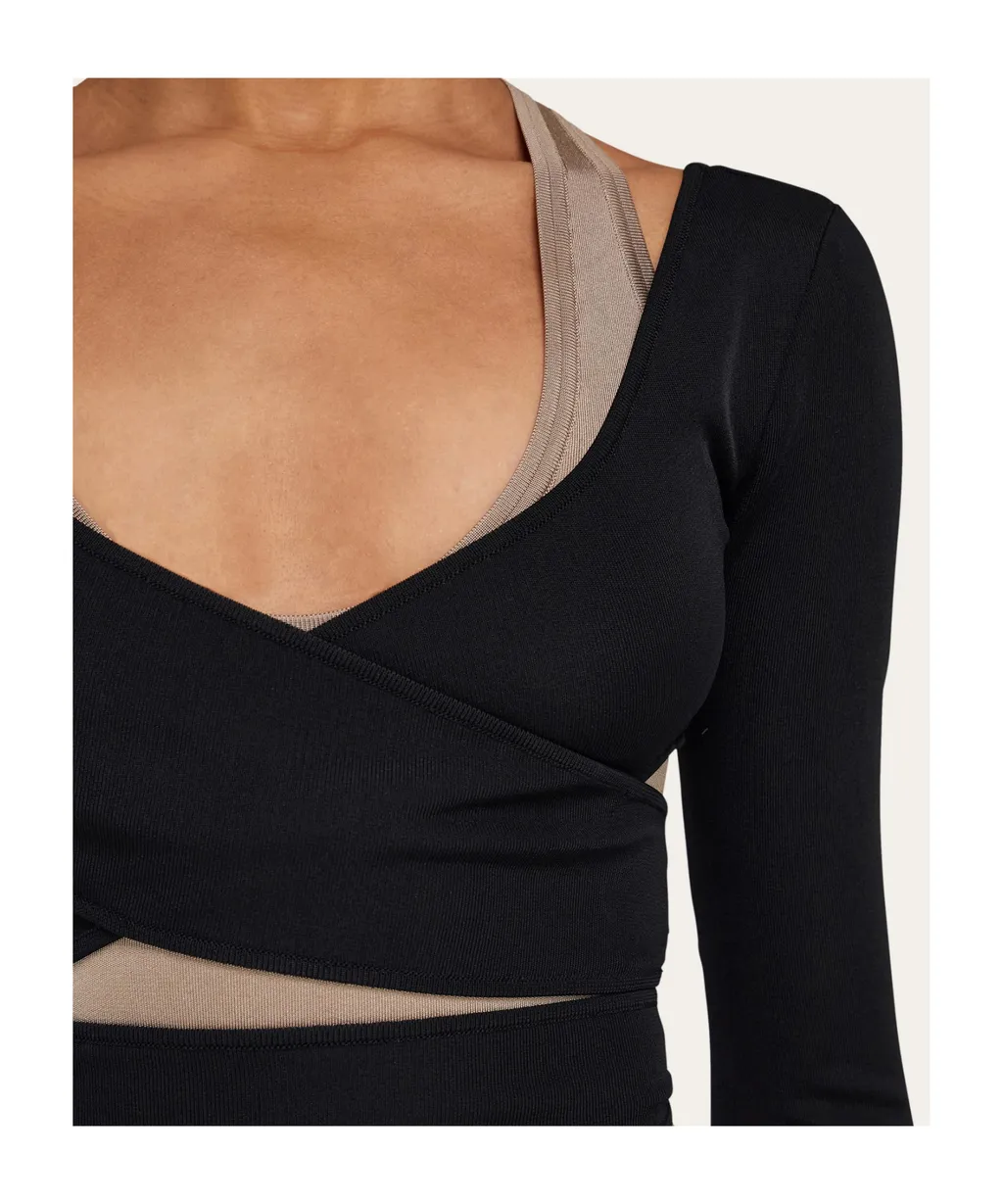 Wrap Front Long Sleeve Top