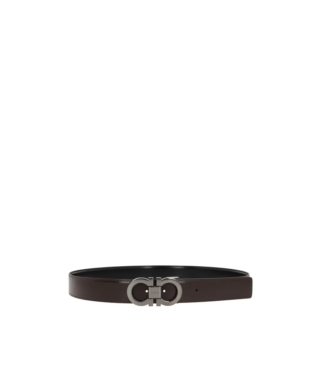 Gancini Smooth Leather Reversible Belt