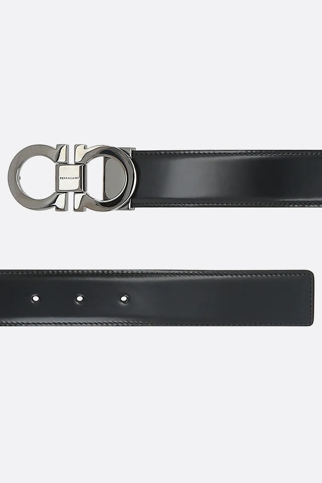 Gancini Smooth Leather Reversible Belt