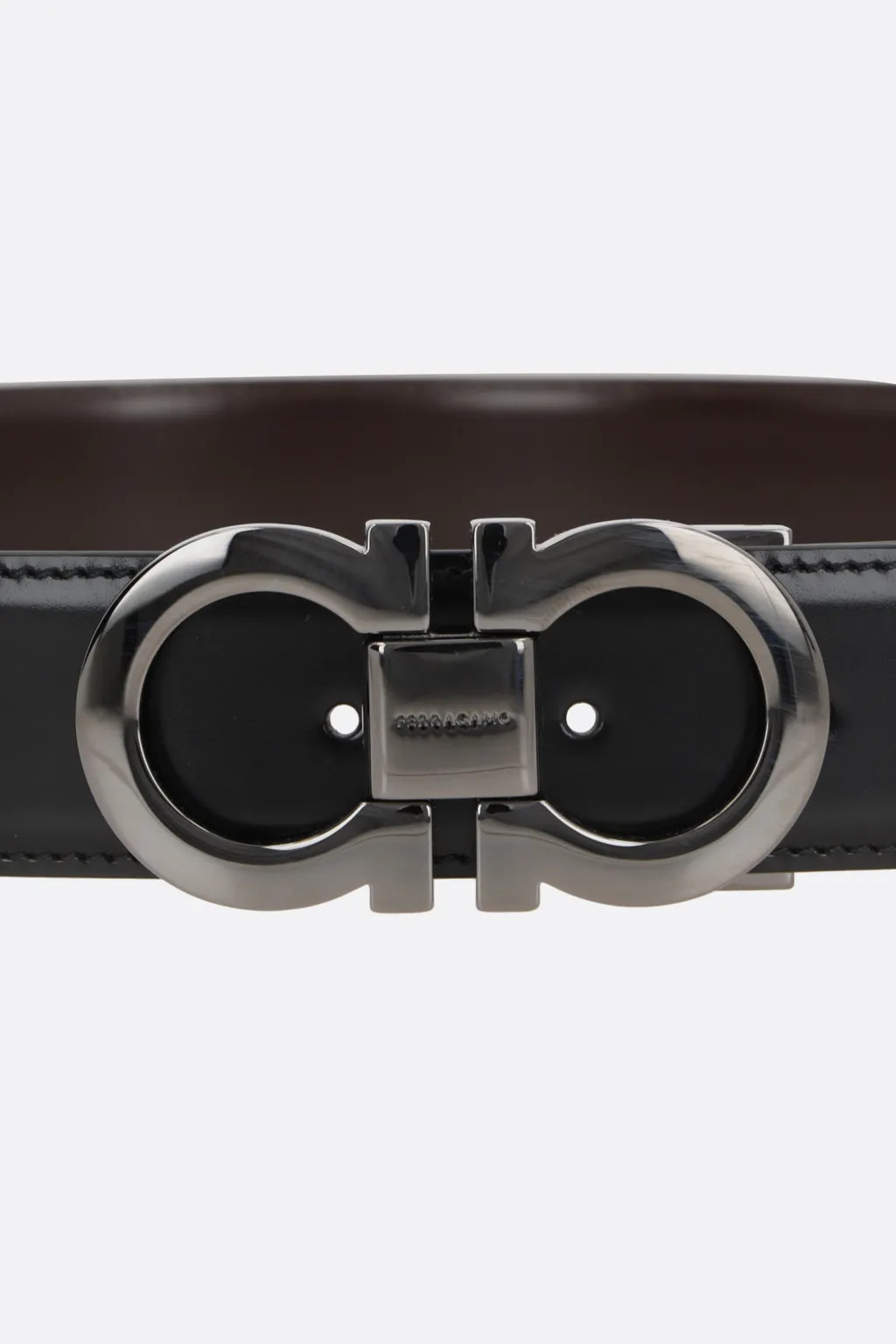 Gancini Smooth Leather Reversible Belt