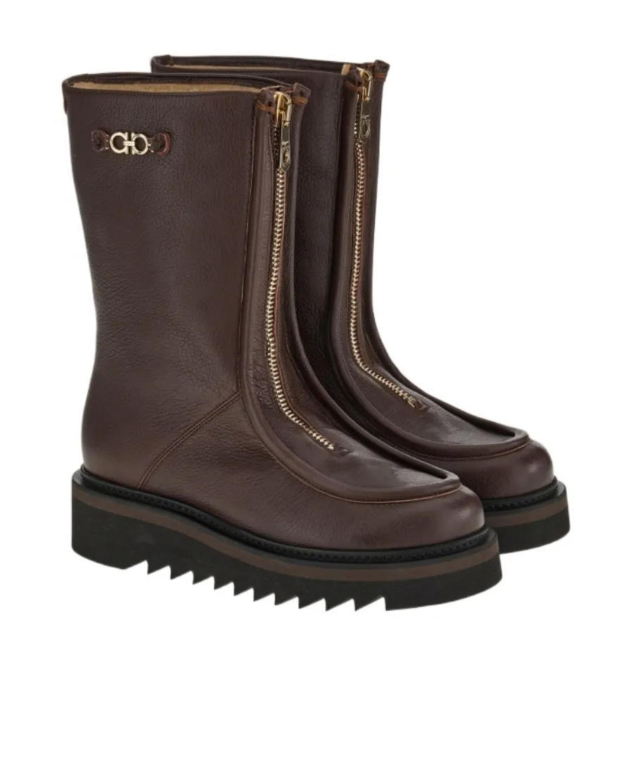 Gancini Plaque Ankle Boots