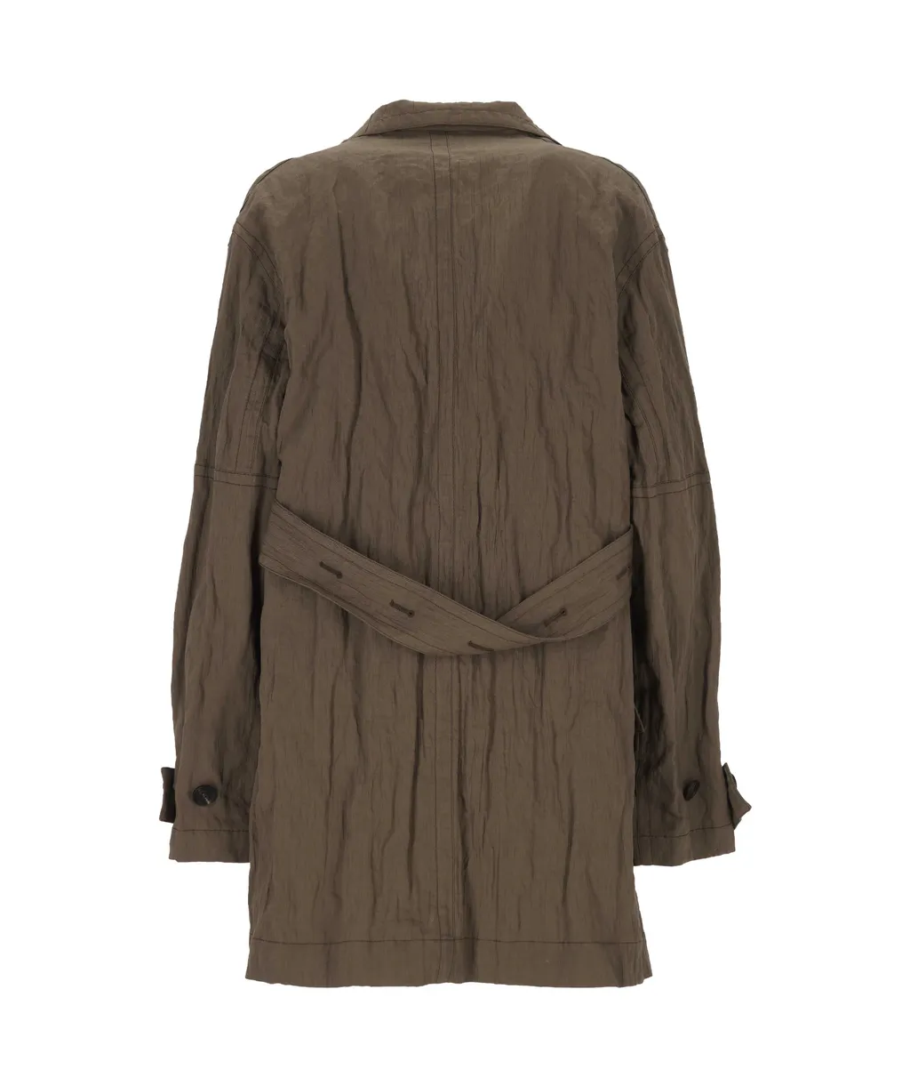 Pocket Detailed Belted Coat