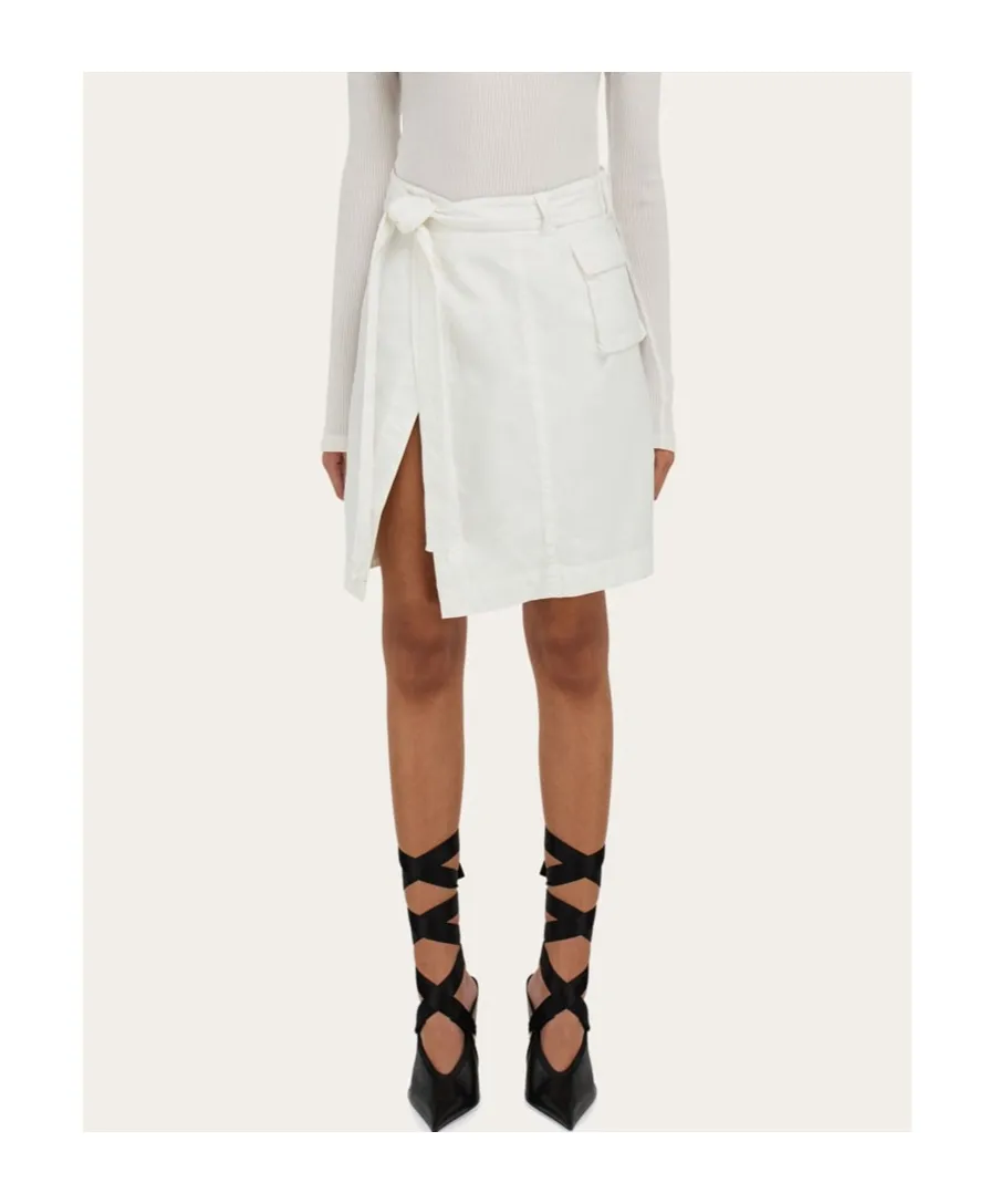 Self-Tied Wrap Midi Skirt