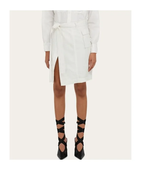 Self-Tied Wrap Midi Skirt