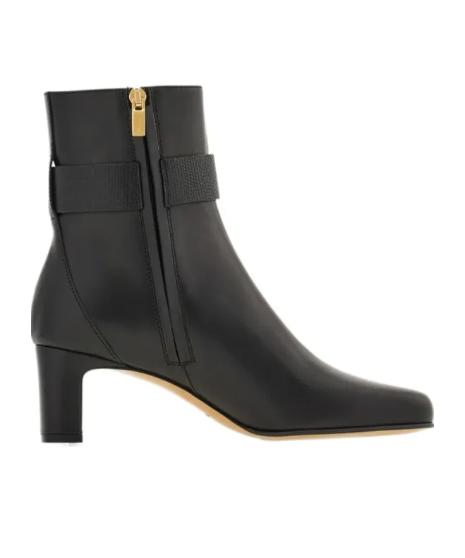 Gancini Ornament Mid Heel Ankle Boot