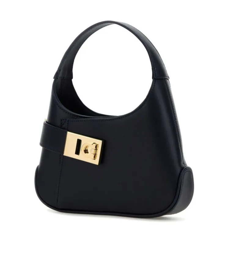 Logo Plaque Gancini Buckled Hobo Bag