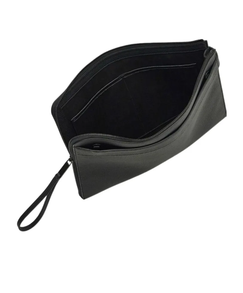 Gancini-Buckled Zip-Up Clutch Bag