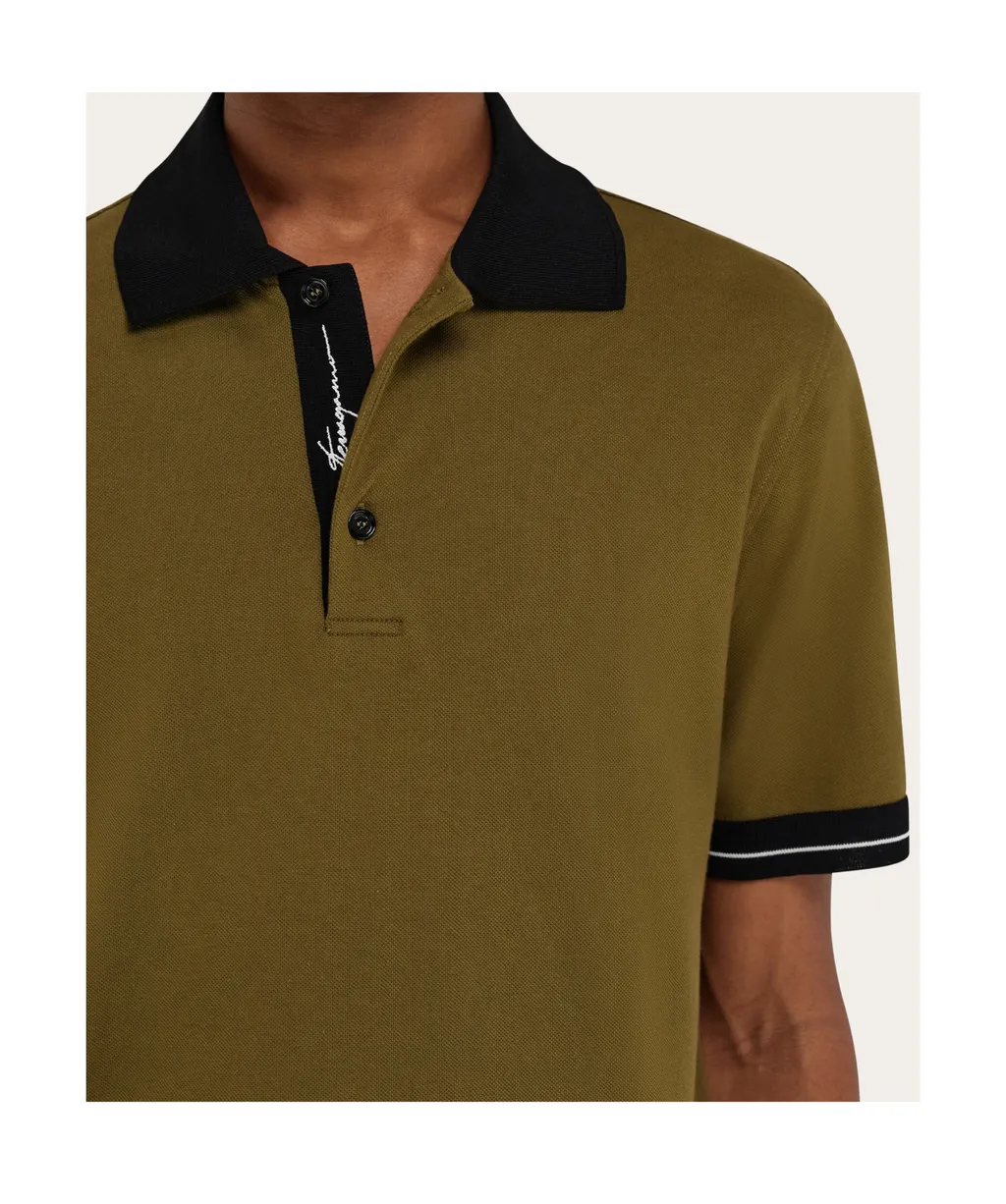 Color Block Detail Polo Shirt