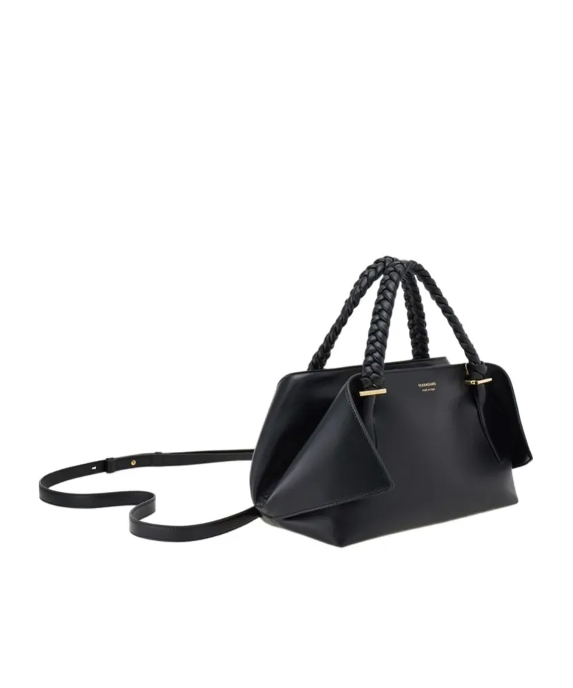 Small Logo Printed Braided Strap Tote Bag