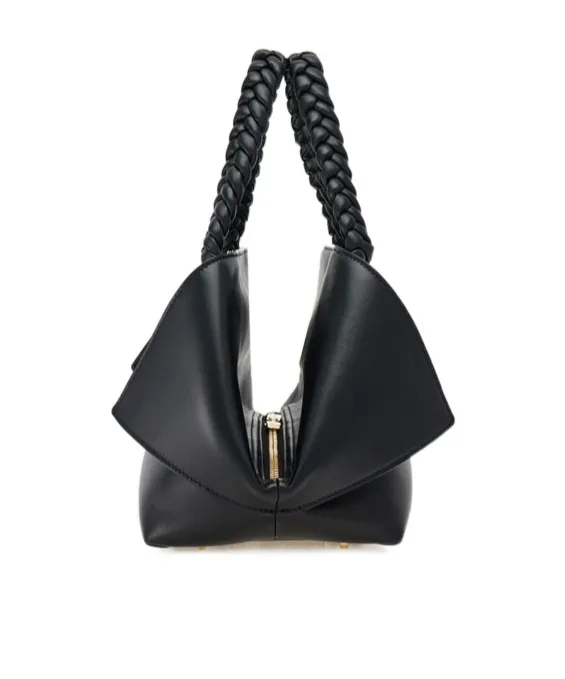 Small Logo Printed Braided Strap Tote Bag
