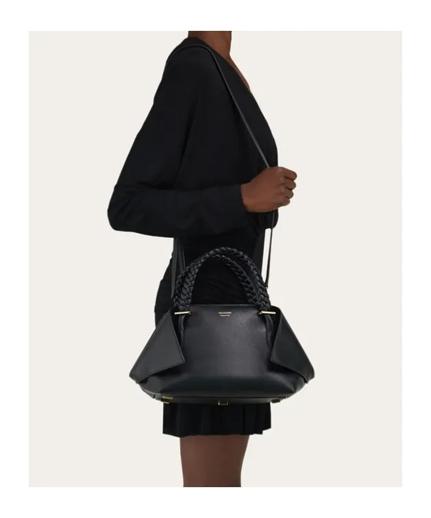 Small Logo Printed Braided Strap Tote Bag