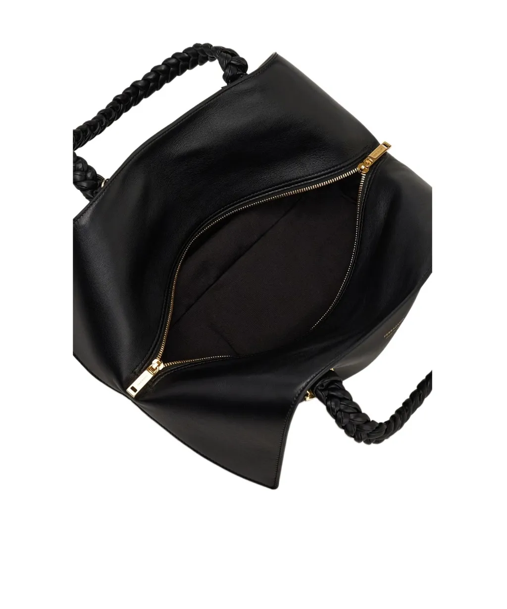 Small Logo Printed Braided Strap Tote Bag