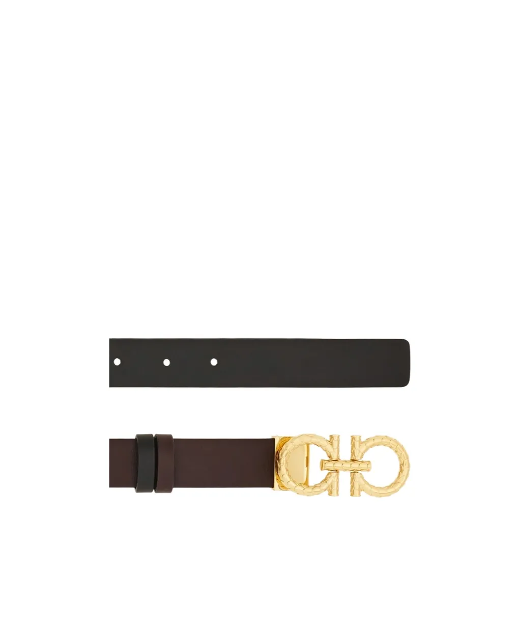 Gancini-Buckle Leather Belt