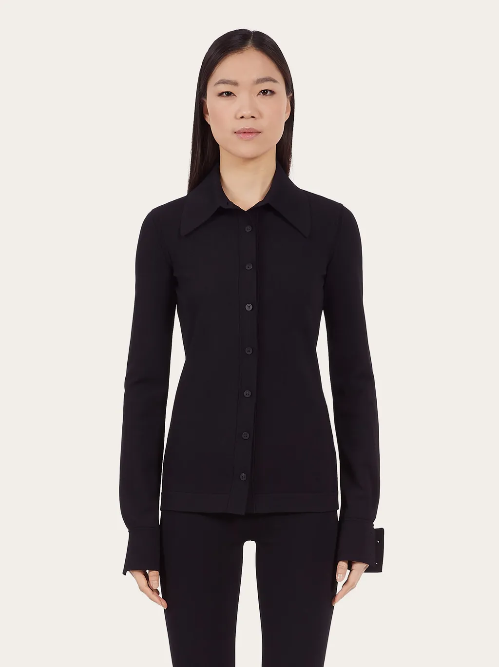 Pointed-Collar Cardigan