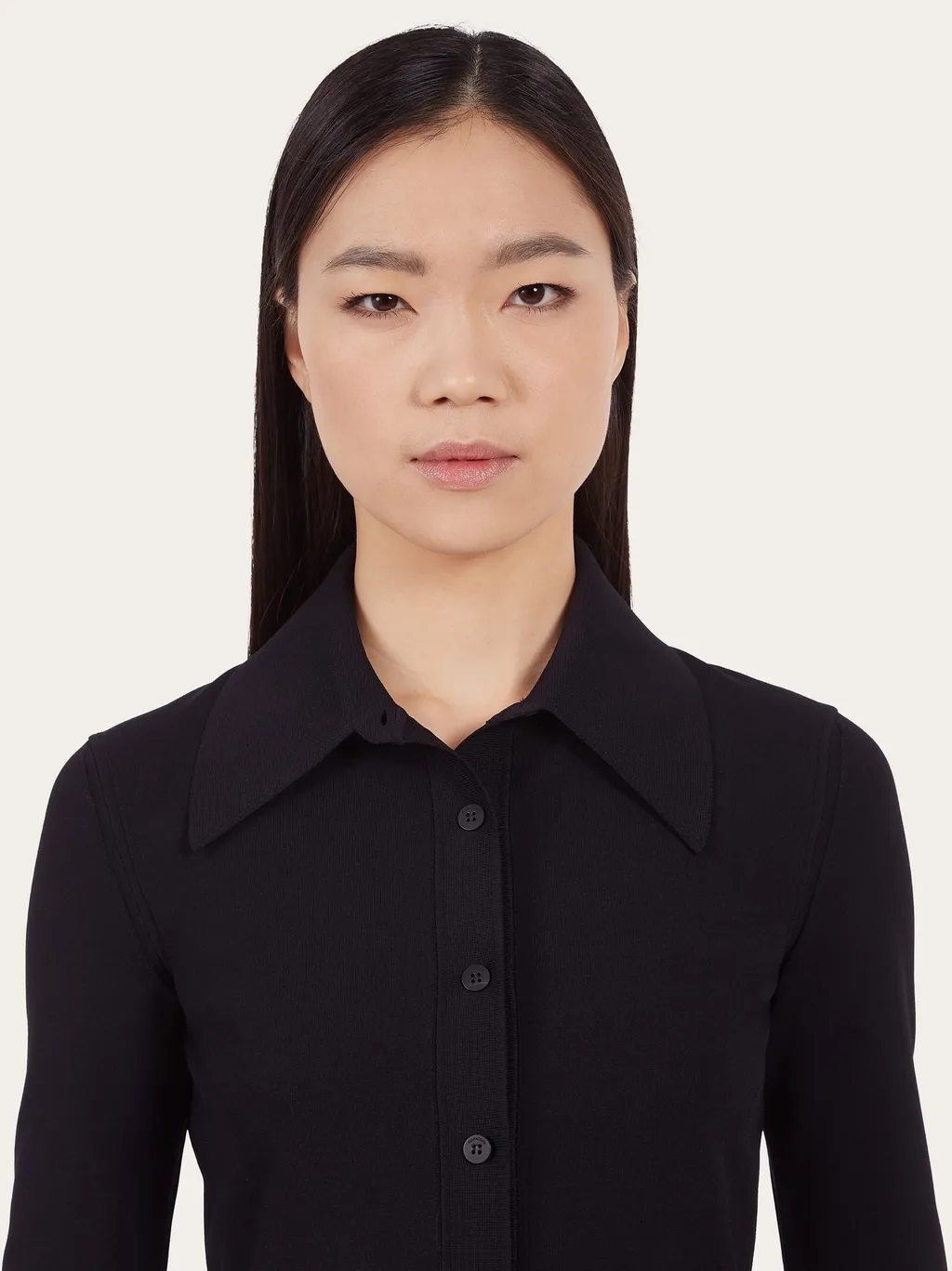 Pointed-Collar Cardigan