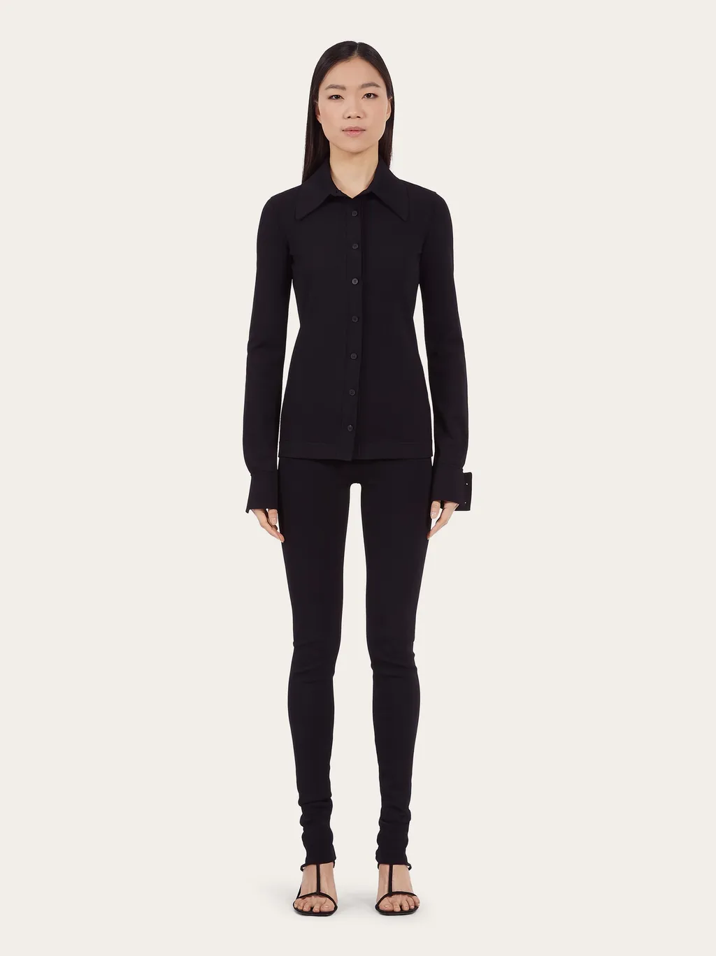 Pointed-Collar Cardigan