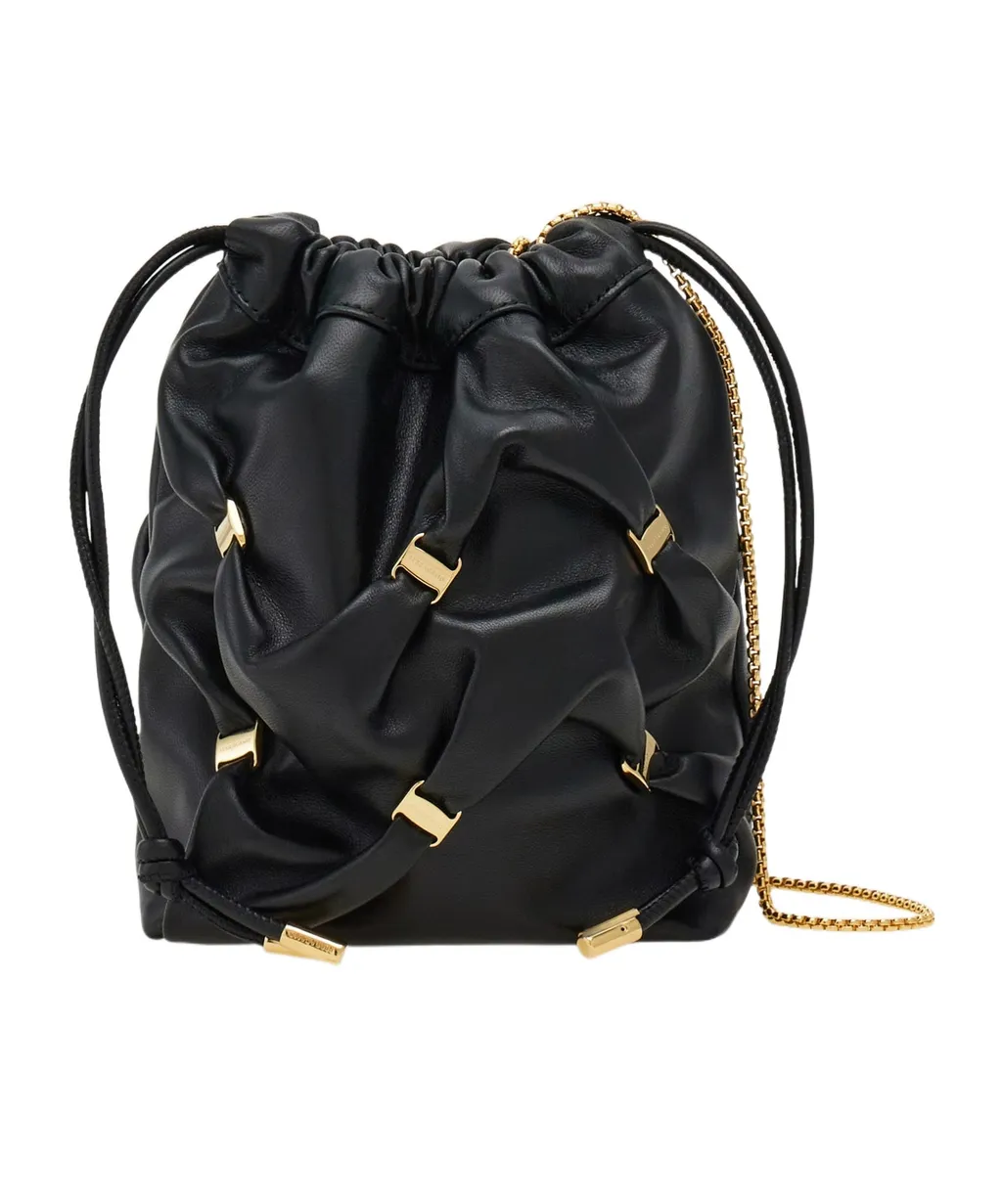Logo Plaque Mini Drawstring Bucket Bag