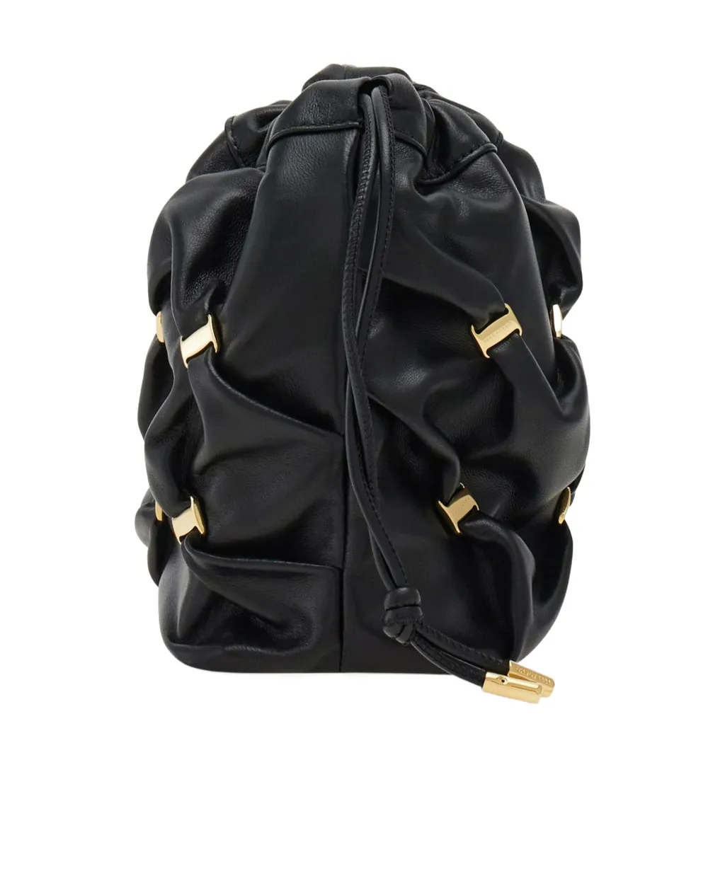 Logo Plaque Mini Drawstring Bucket Bag