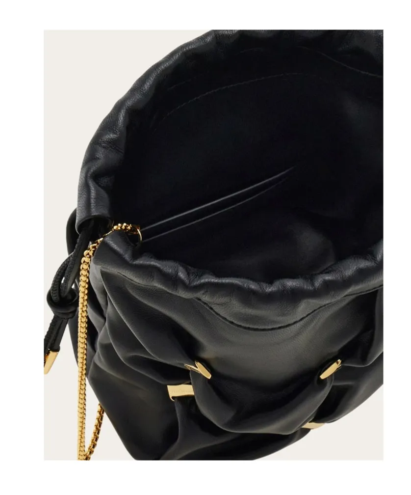 Logo Plaque Mini Drawstring Bucket Bag