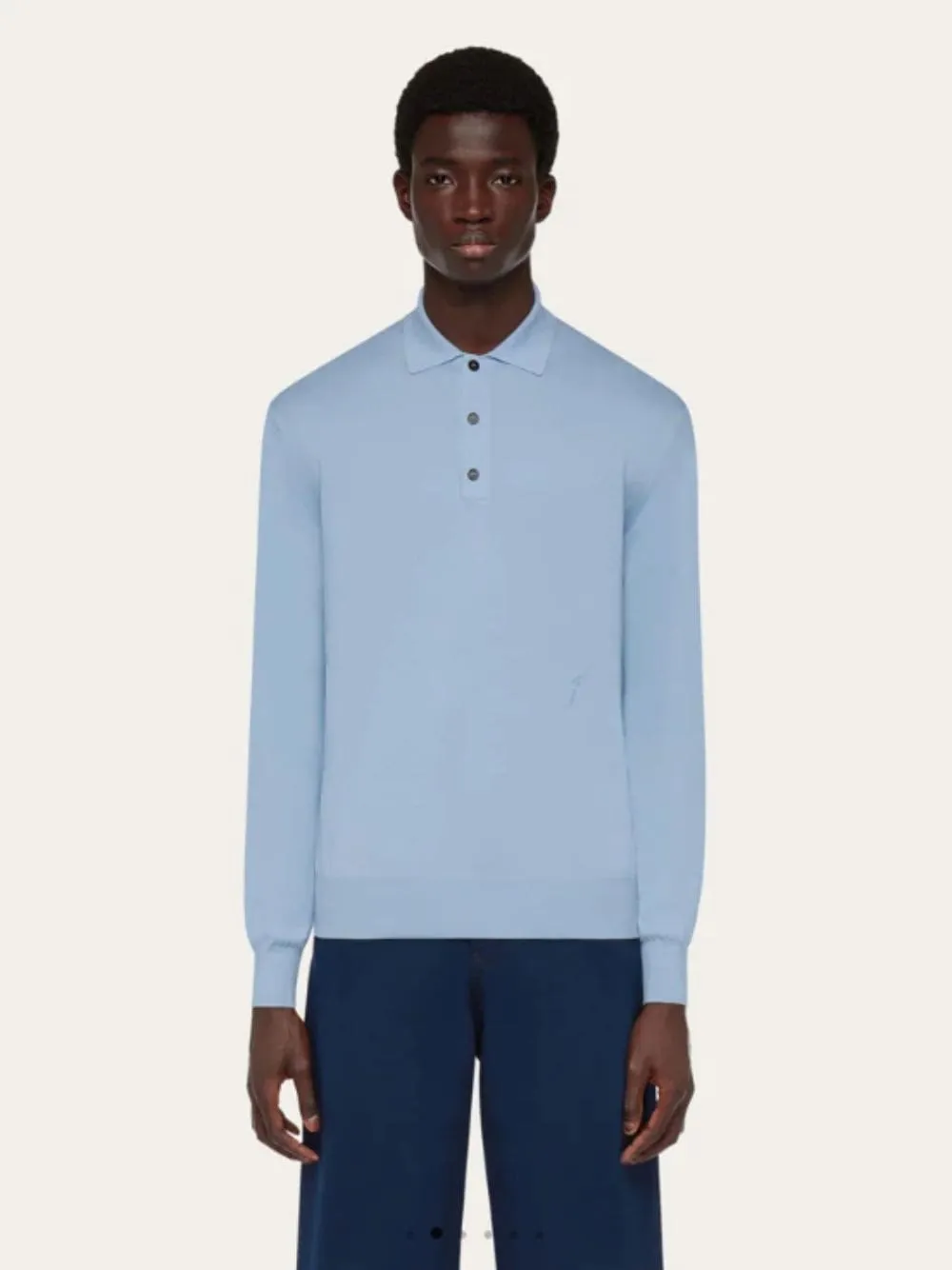 Logo-Embroidered Long-Sleeved Knitted Polo Shirt