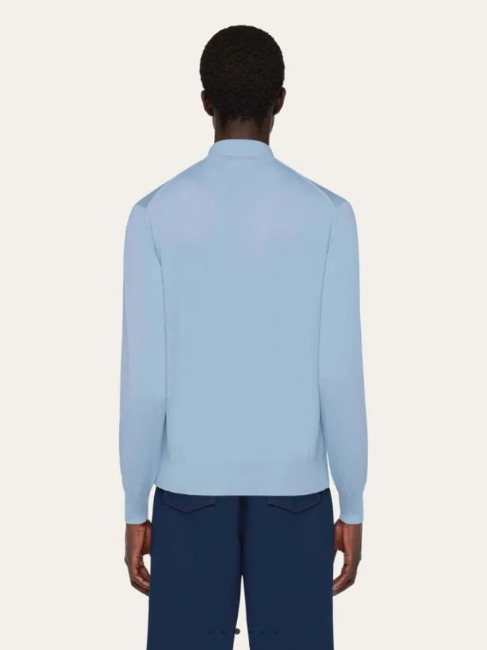 Logo-Embroidered Long-Sleeved Knitted Polo Shirt