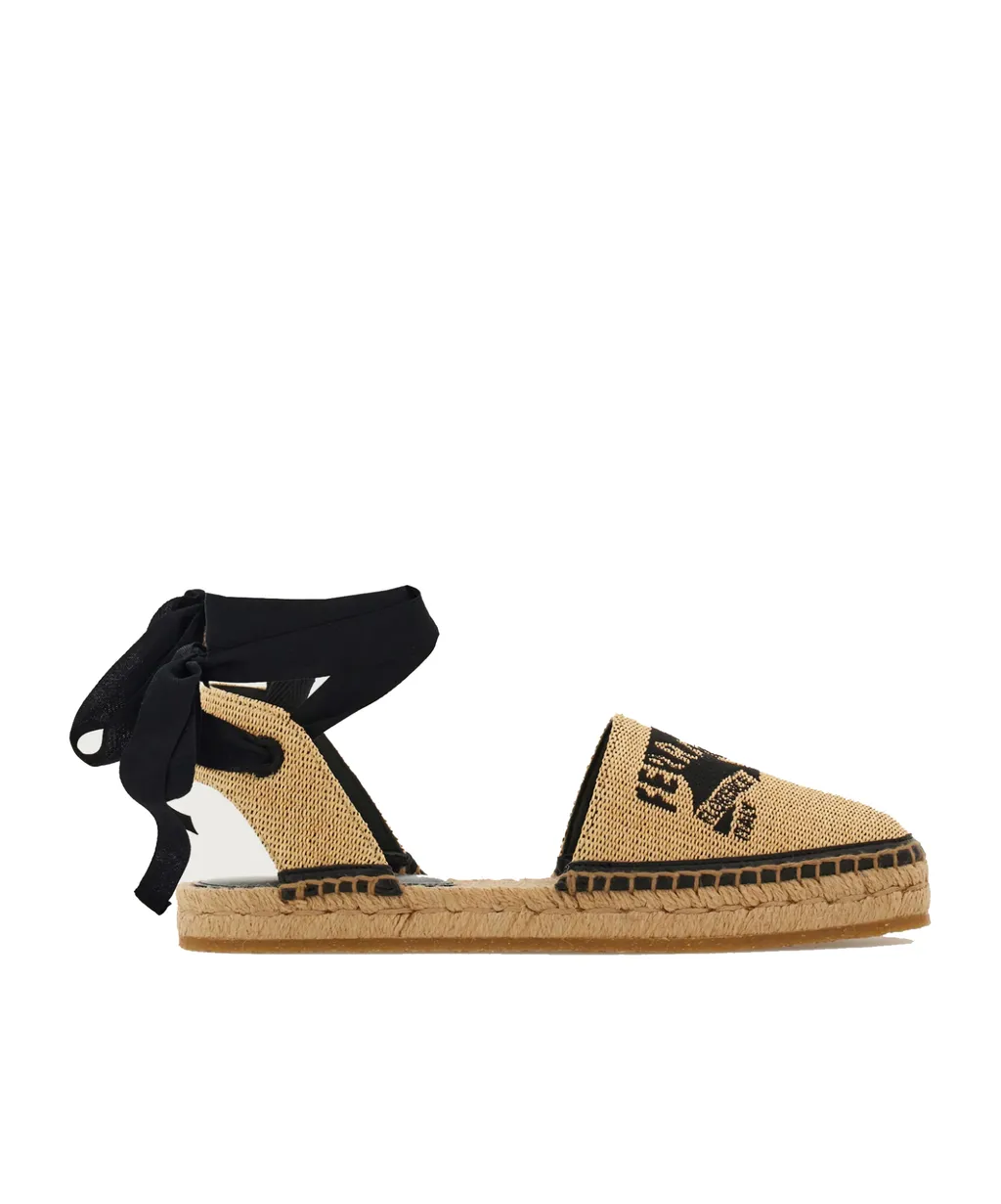 Logo Straw Flat Sandals