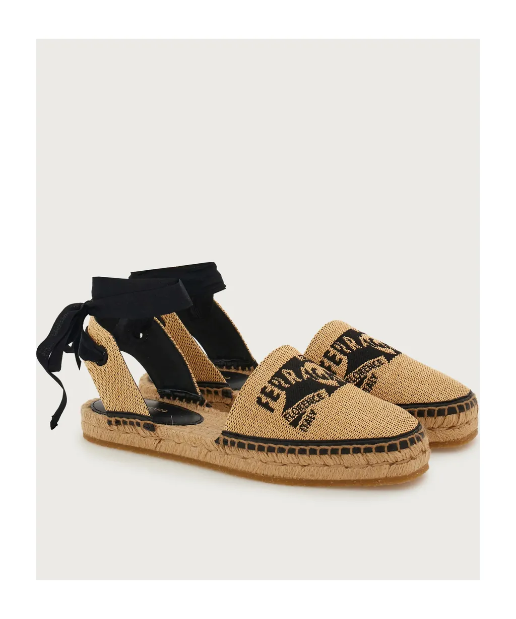Logo Straw Flat Sandals